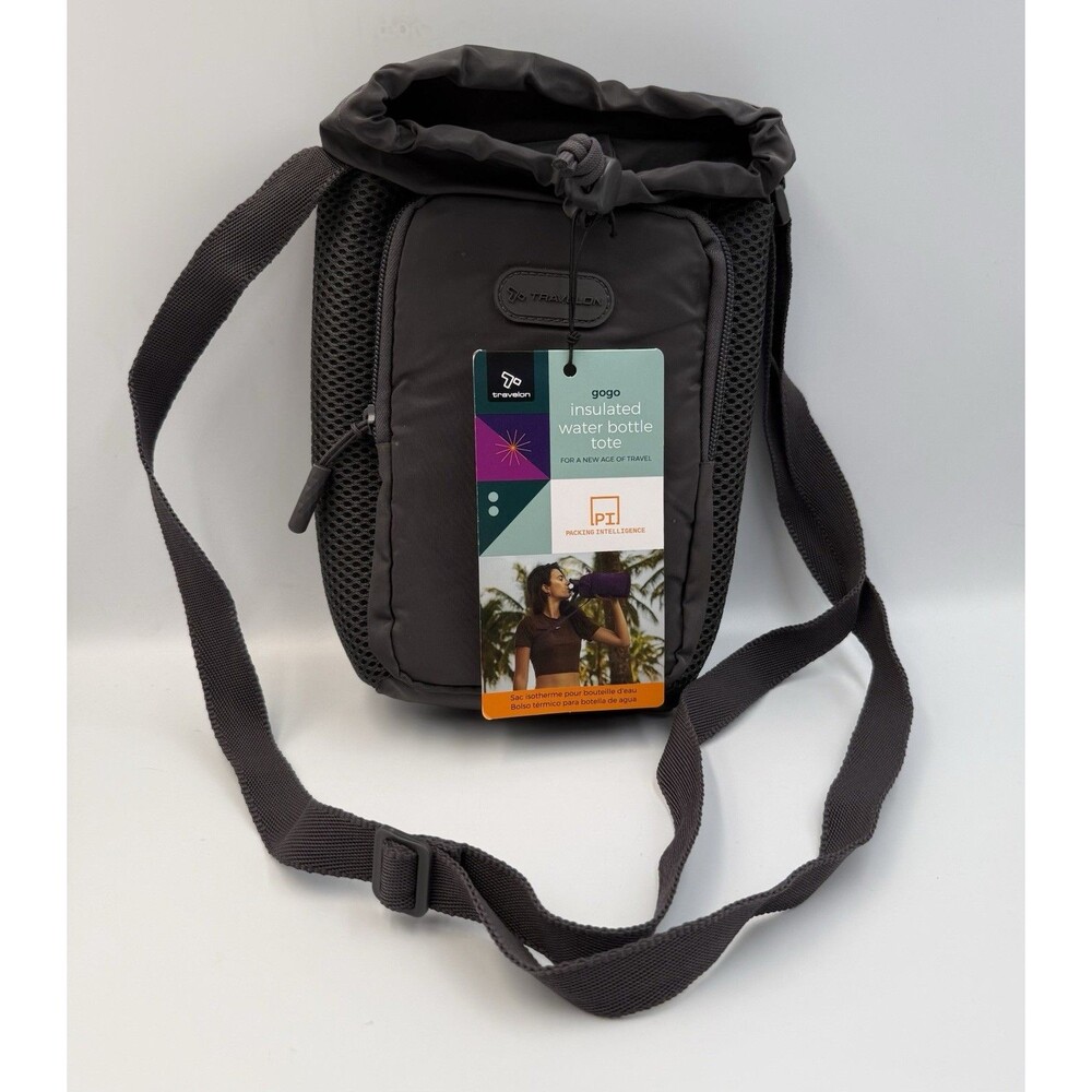 Travelon Charcoal Pi Gogo Insulated Water Bottle Tote NWT